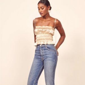 Reformation Viviana Top 100% Silk Ivory